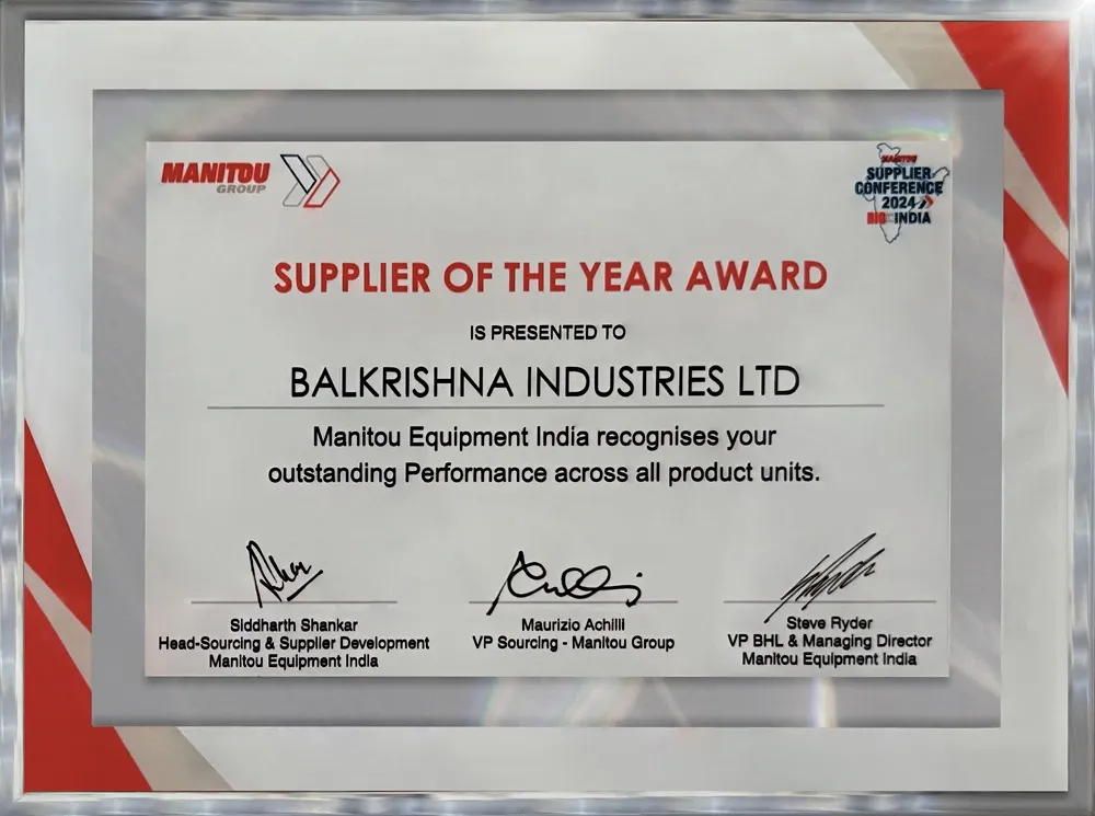Certificate from Manitou to BKT