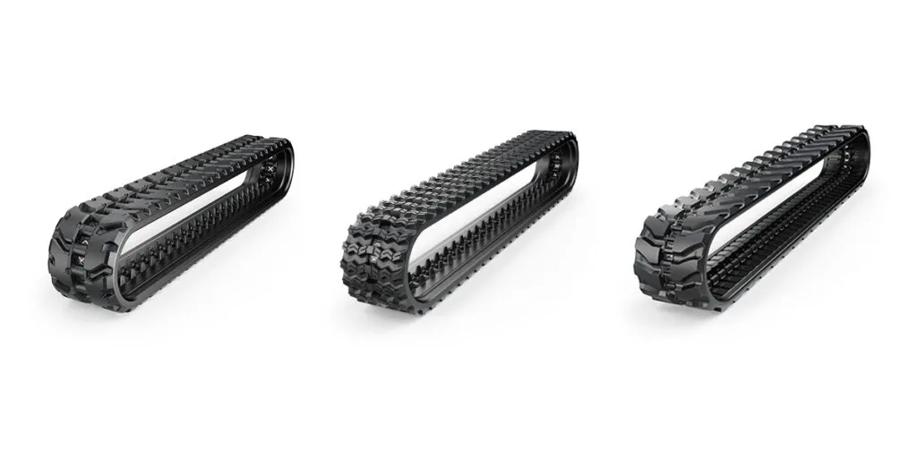 Image of three MAXAM Tire new rubber track series