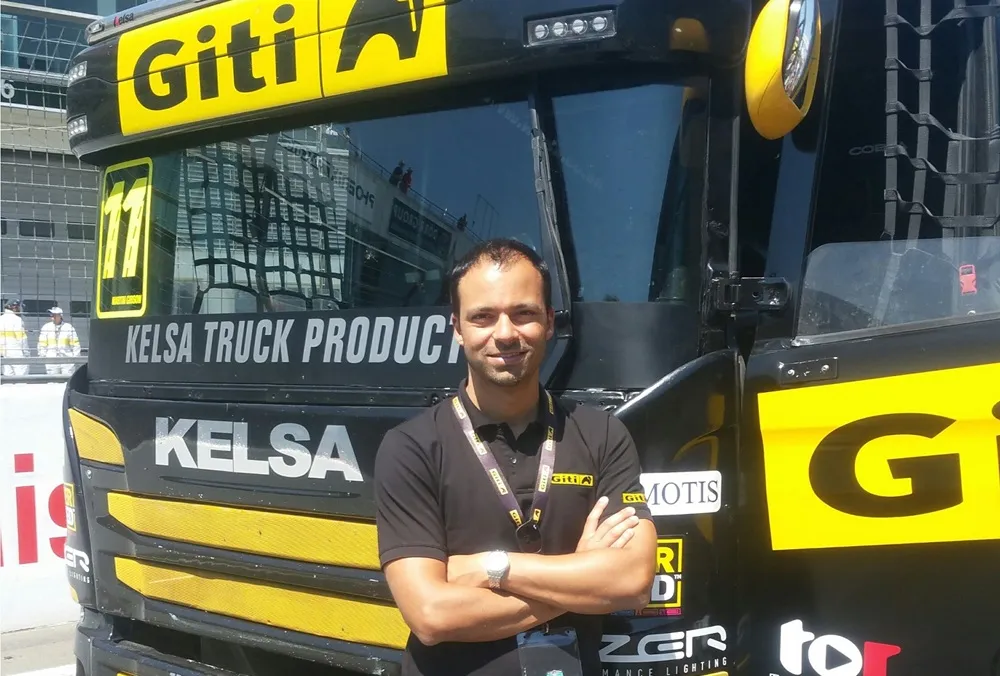 Antonio Palummo in front of Giti Tire Branded Truck