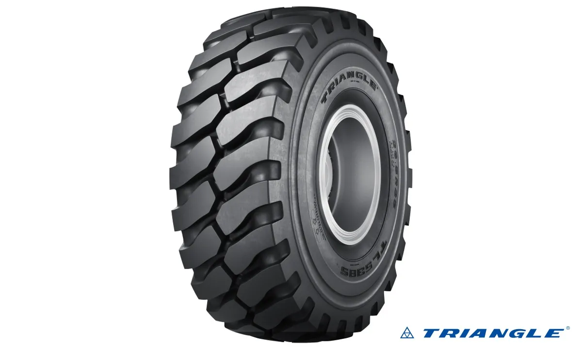 Image of a Triangle Tyre, front angled view with a blue Triangle logo in the bottom right corner