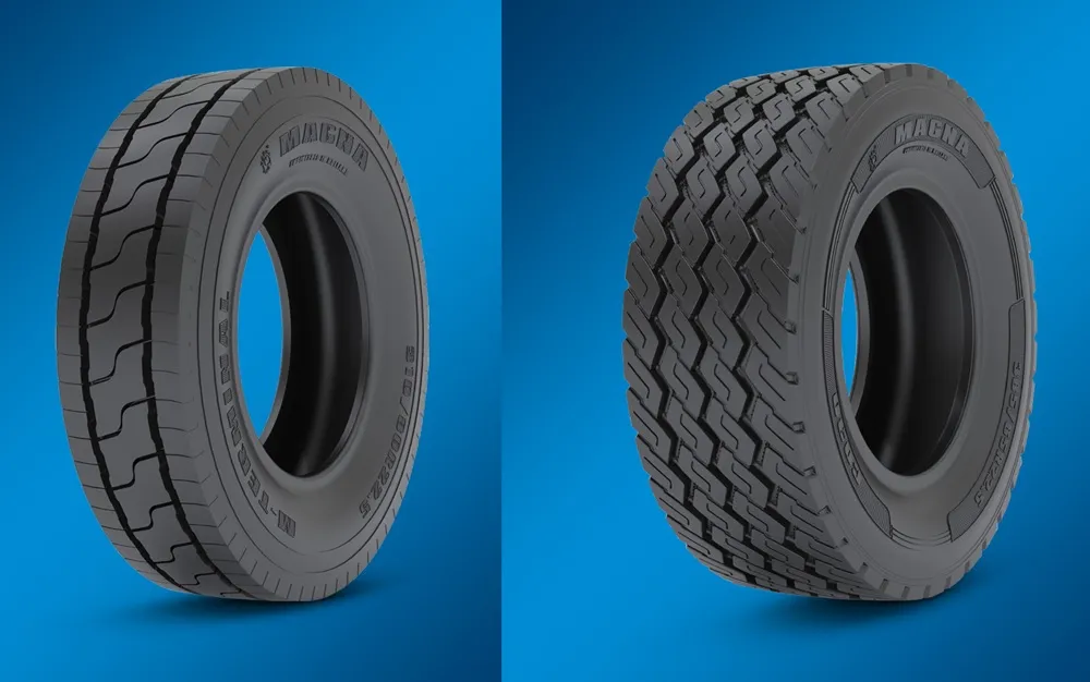 Image of Magna M-Terminal and C030 tyres on a blue background