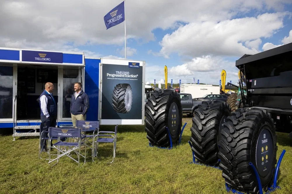 Image of two men talking outside Trelleborg Tires space at Cereals 2026