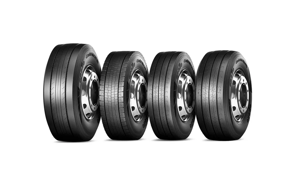 Image of four Apollo Tyres Endumile TBR Range in a row